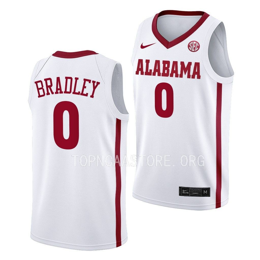 Men's Alabama Crimson Tide Jaden Bradley #0 White NCAA College Basketball Jersey